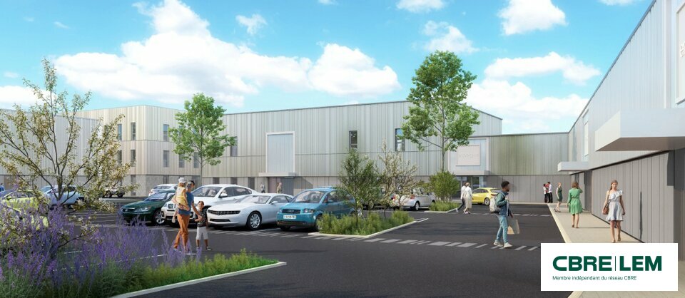 Au sein d'un parc commercial récent au sud de Caen.