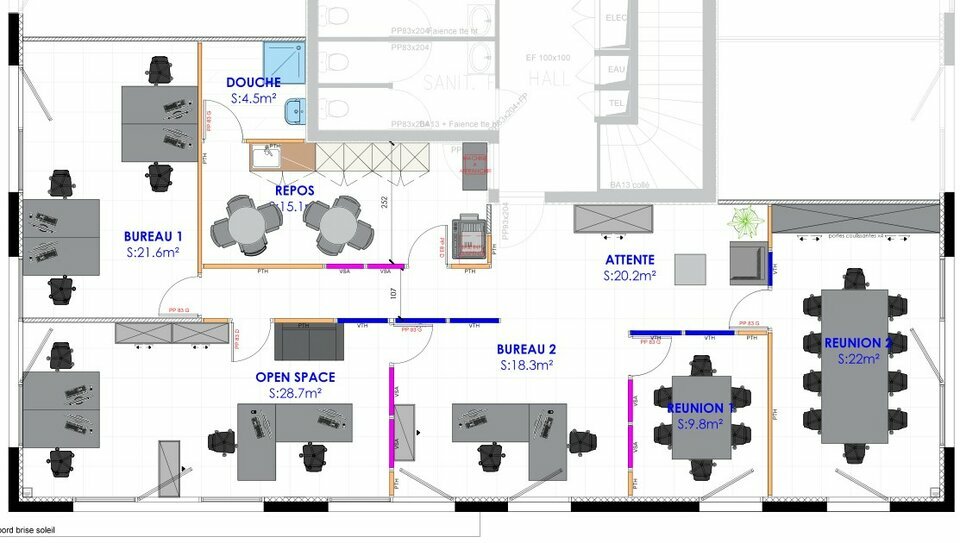A louer Bureaux 163m² Saint-Priest
