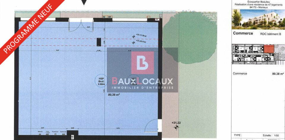 LOCAL COMMERCIAL A  LOUER 80 M² MONTEUX ECOQUARTIER BEAULIEU